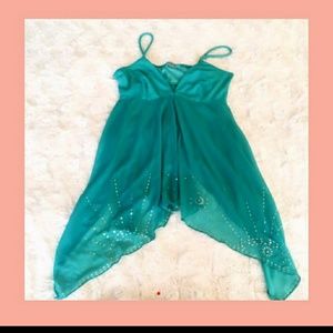 Silky Turquoise Chiffon Flowy Nightgown